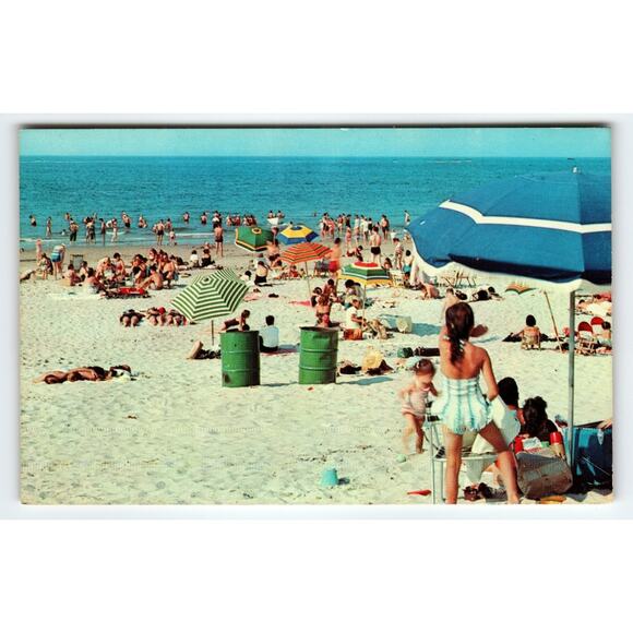 Vintage Lithograph Postcard A Day at the Beach by Free Lance Photographers - Picture 1 of 2